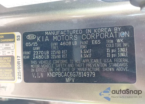 2016 Kia Sportage Lx из США, поврежденный, VIN KNDPBCAC6G7814979